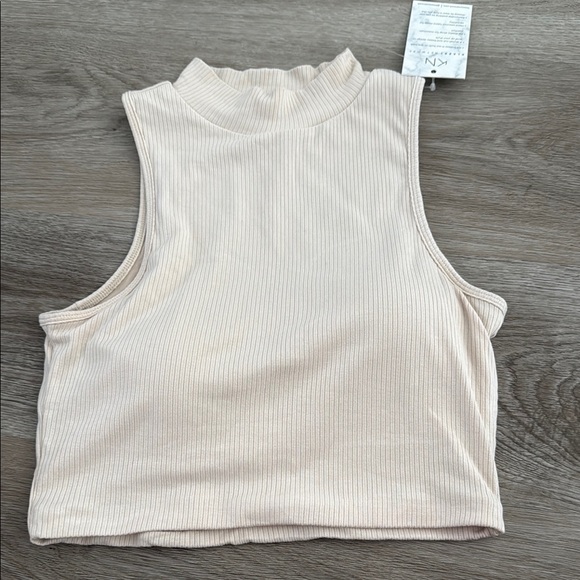 Cream Sleeveless Ribbed Top - Picture 1 of 5
